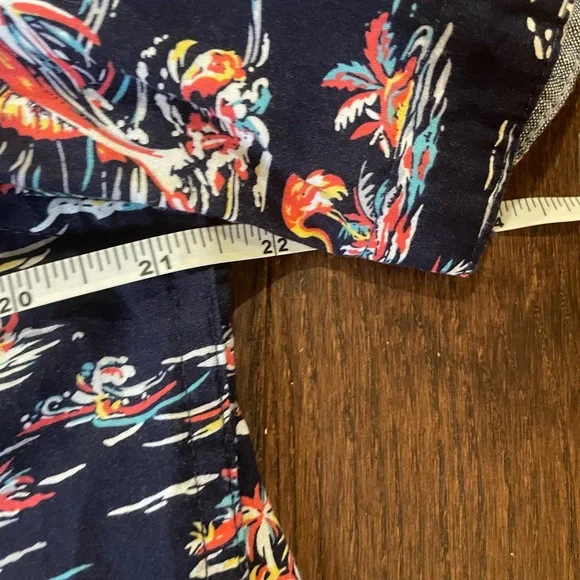 Navy Tropical Print Men's Shirt - Picture 12 of 12